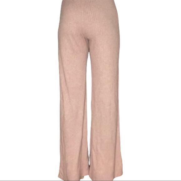 Fashion Nova Dusty Pink Belted Knit Wide Leg Trouser - Picture 4 of 4